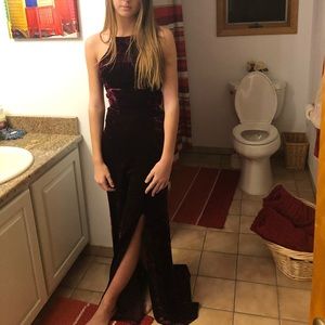 Velvet Maroon Evening Gown